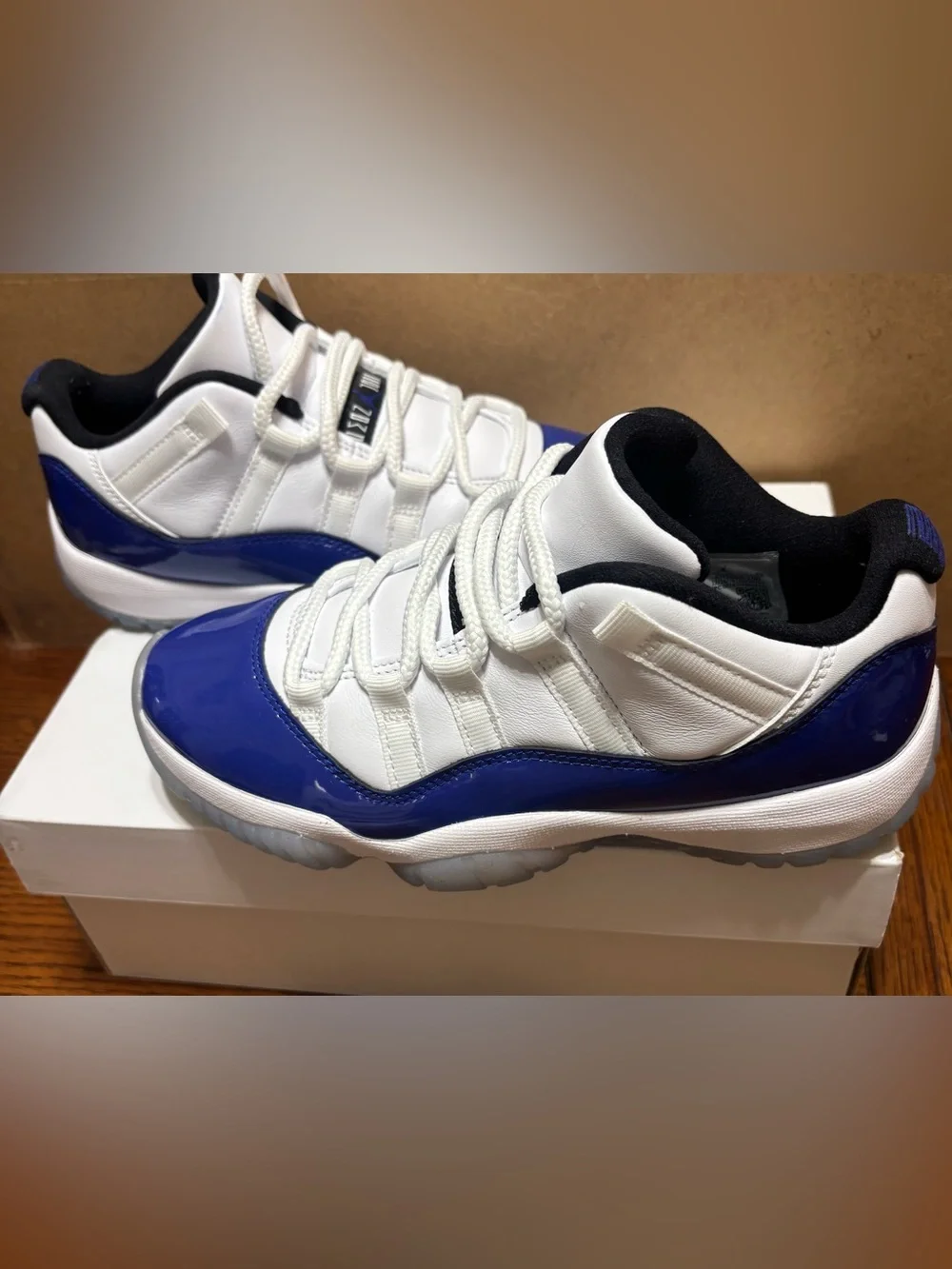 Jordan White and Blue Low-Top Athletic Sneakers